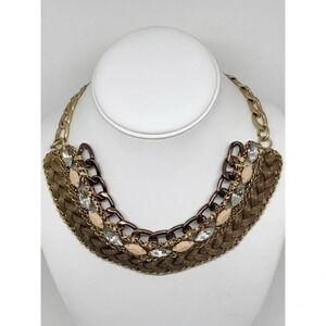 LOFT Jeweled Gold & Bronze Bib Necklace